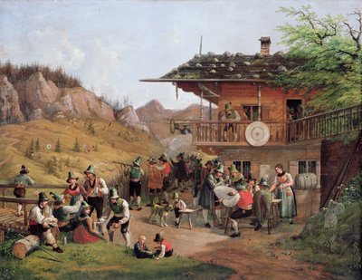 Target Practice in Fischbachau by Lake Schlier by Lorenzo I Quaglio